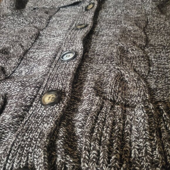 Style & Co Brown/White Tweed Wide-Collared Long Sleeve Chunky Cardigan  - Size L - Picture 11 of 12